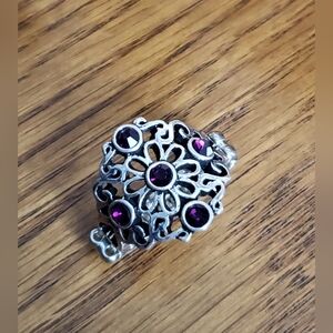 💥4/$10  Vintage Silver Filigree Ring with Purple Stones